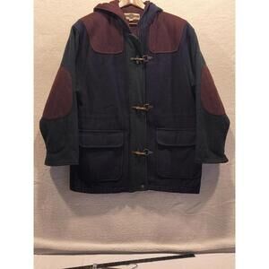 Vintage Women's 80's Medium Outbrook Wool Blend  Full Zip Hooded Colorblock Coat